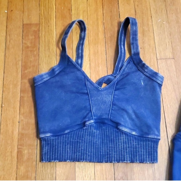 Free People movement good karma legging & squareneck bra SET washed blk Size xs - Picture 5 of 7